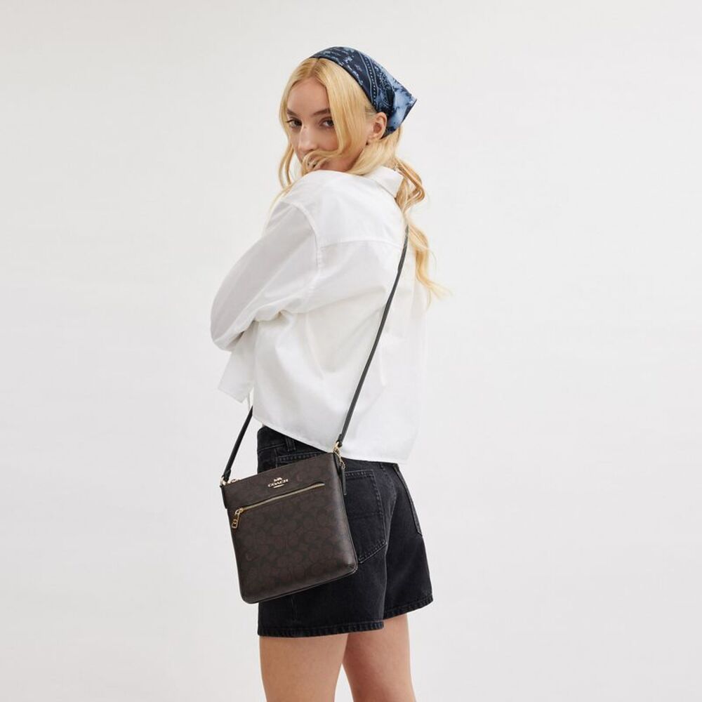NWT Coach Outlet Mini Rowan File Bag In Signature Canvas - Picture 4 of 5